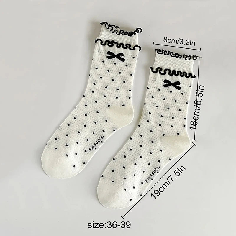 Damen Herbst Socken – Faltiges Strick Design – Mittellänge