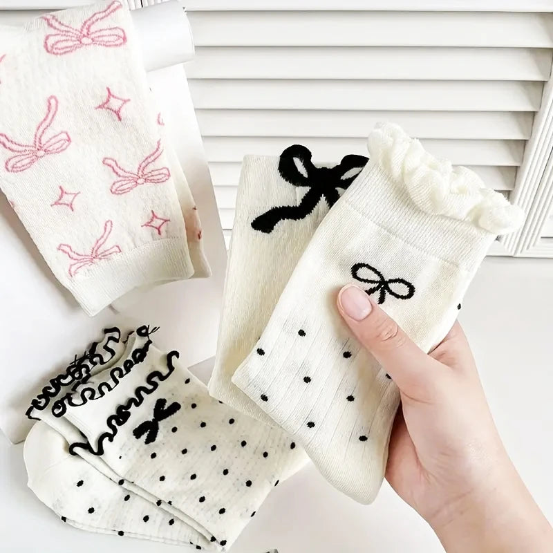 Damen Herbst Socken – Faltiges Strick Design – Mittellänge