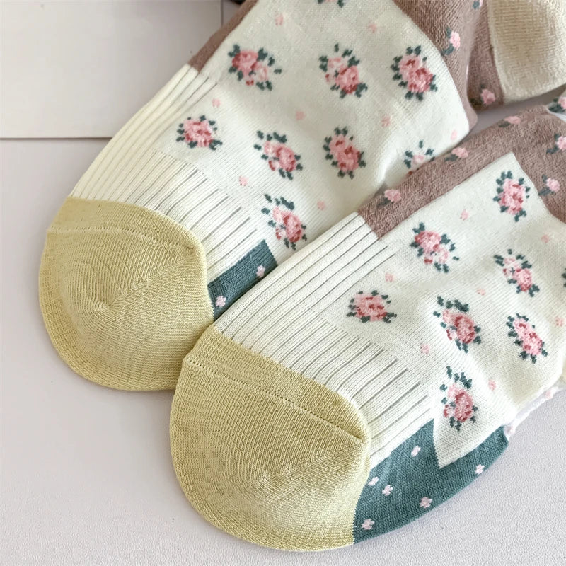 Damen Socken Blumenmuster – Retro-Stil, Transparent