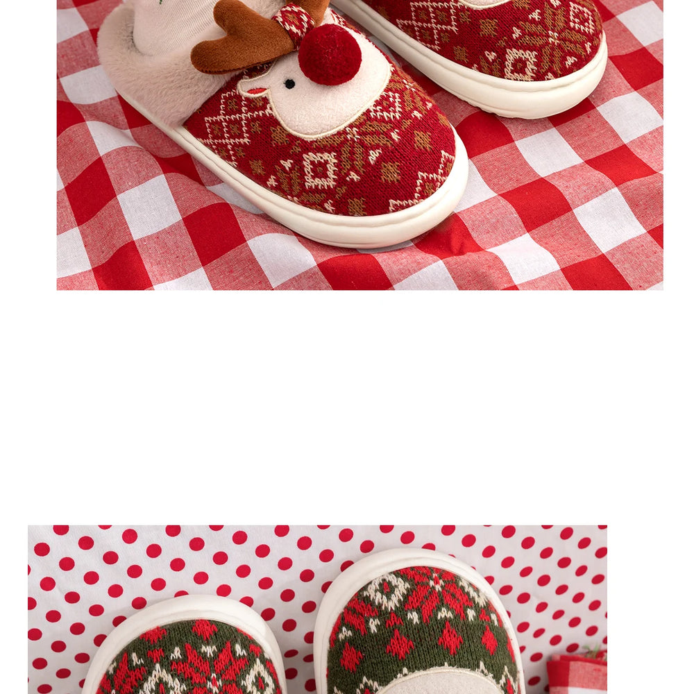 Damen Winterhausschuhe – Boho Rentier Design – Indoor Komfort