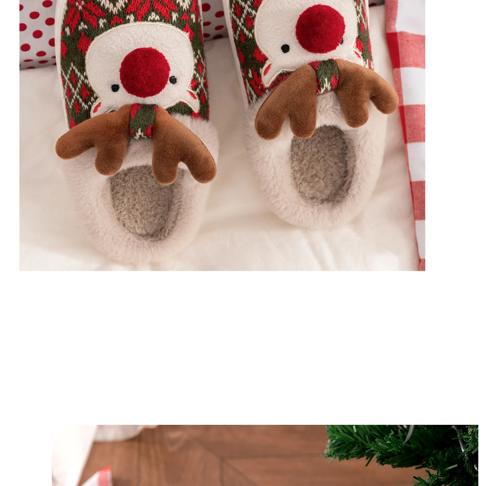 Damen Winterhausschuhe – Boho Rentier Design – Indoor Komfort