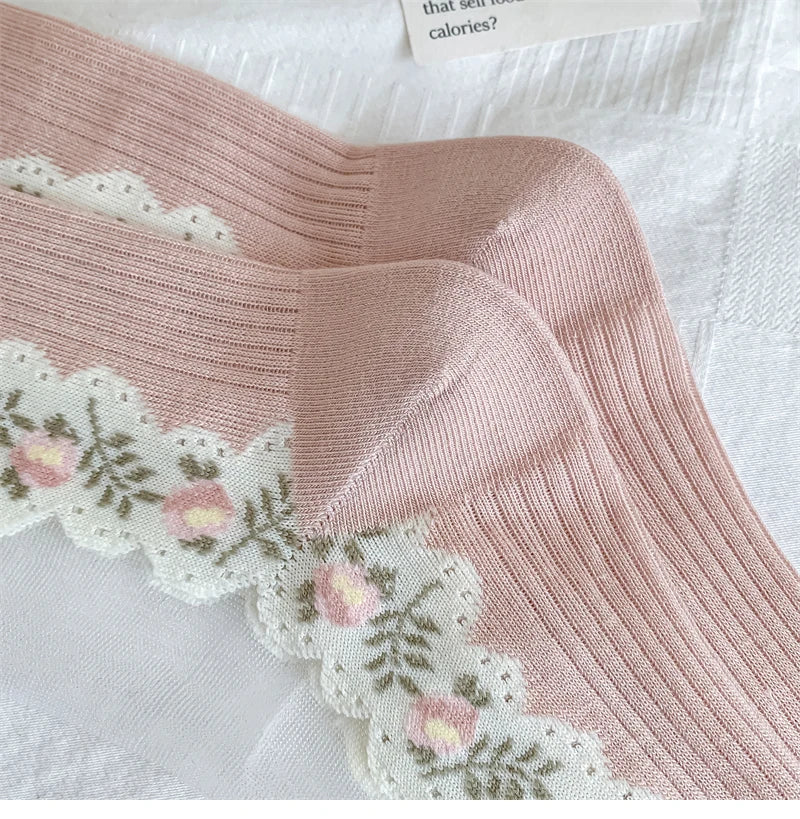 Damensocken – Koreanisch Floral – Atmungsaktives Design