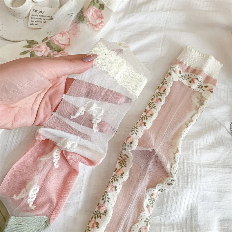 Damensocken – Koreanisch Floral – Atmungsaktives Design