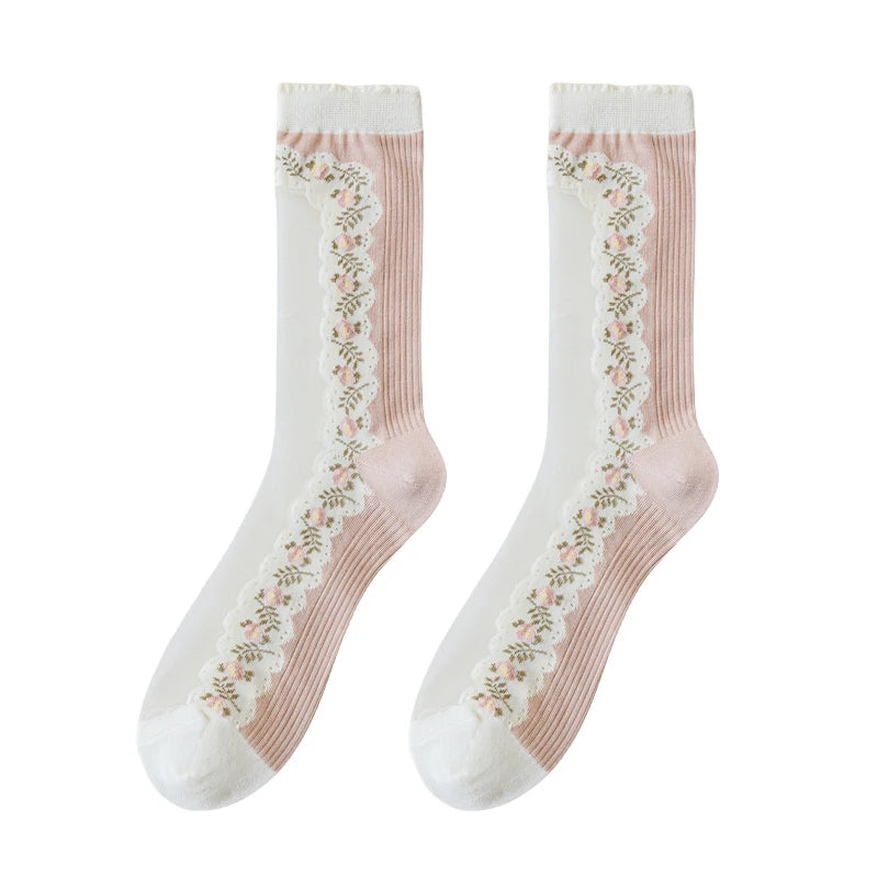 Damensocken – Koreanisch Floral – Atmungsaktives Design
