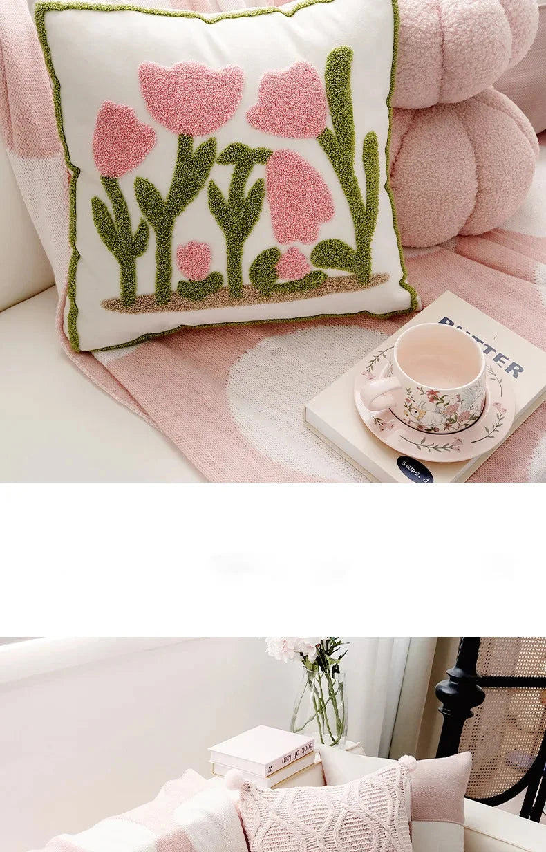 Dekokissenbezug – Gestickter Polyester Quadrat (45X45CM)