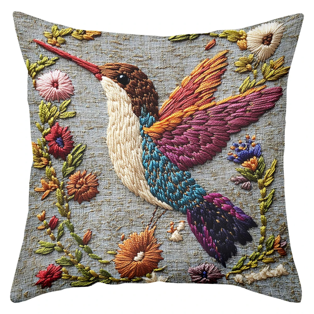 Dekokissenbezug mit Vogelstickerei aus Polyester, Farbe: 1, Grösse: 45x45cm, ideal für Sofas und Autositz