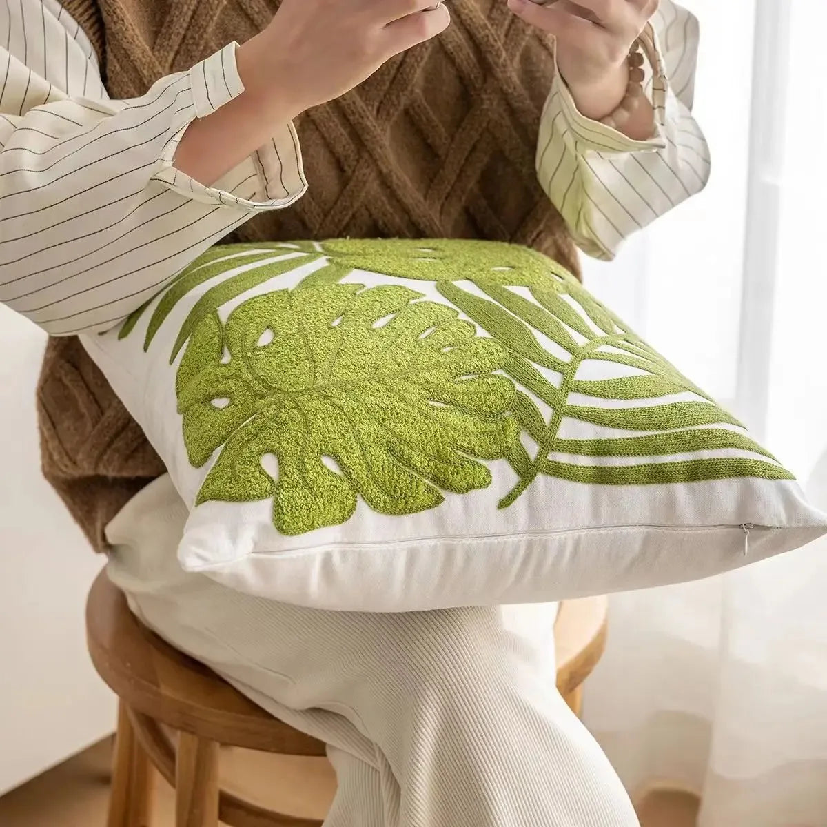 Dekor Kissenbezug – Baumwoll-Canvas Stickerei – 45x45CM