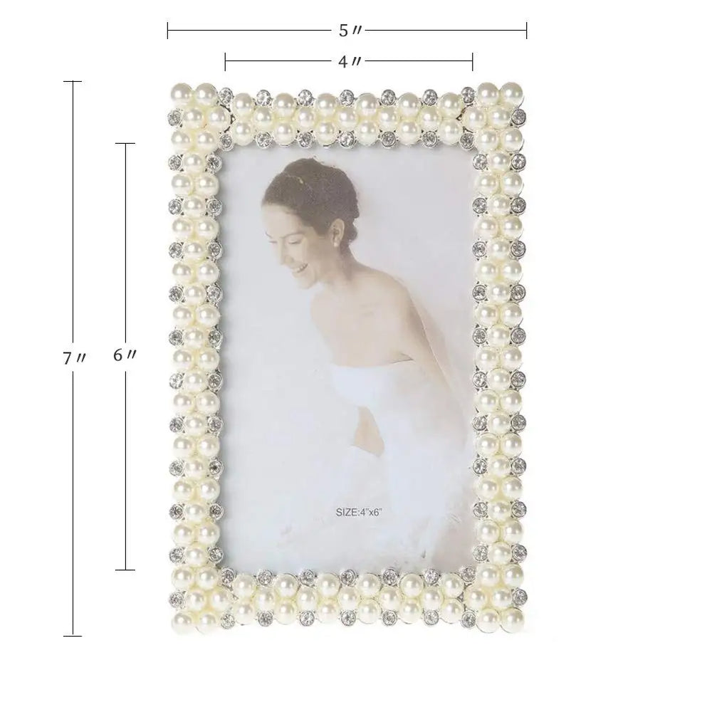 Dekorativer Bilderrahmen – Perlen & Diamanten – 7” Tisch