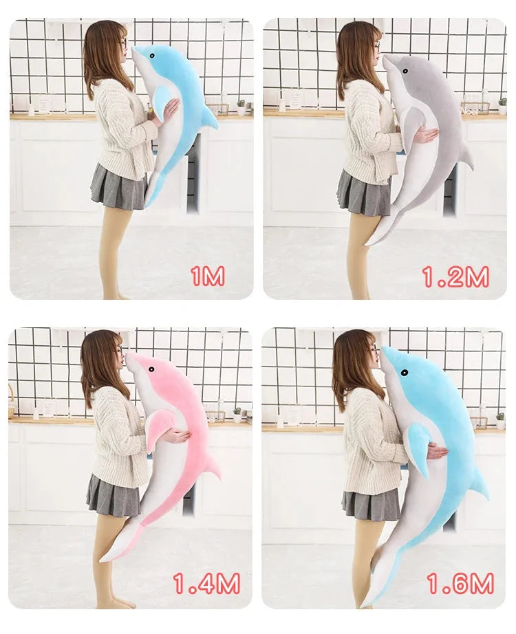 Delfin Plüschkissen aus weichem Plüsch, Farbe: blau, Höhe: 70cm