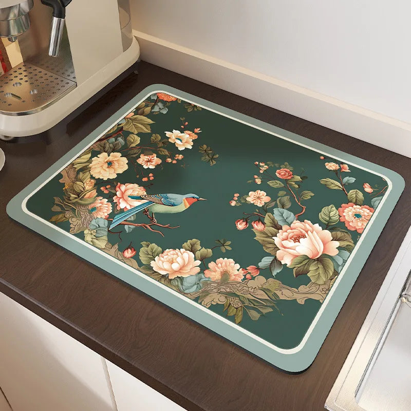 rechteckige Diatom-Matte aus Diatomit und Gummi, moderne Geschirrabtropfmatte Farbe: 1, Grösse: 40x60 cm
