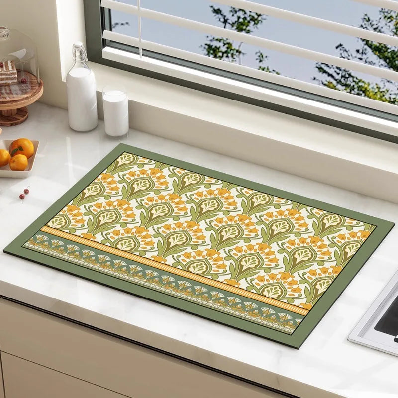 Diatom-Matte, modernes Gummidesign in Grau, 40x60 cm, vielseitig für Küche und Bad