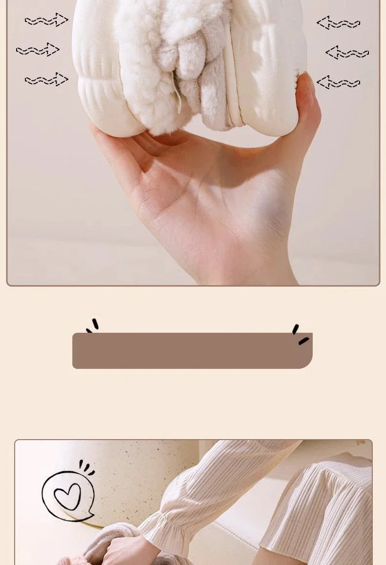 Dicke Sohle Schleifen-Pantoffeln – Plüschkomfort, Indoor