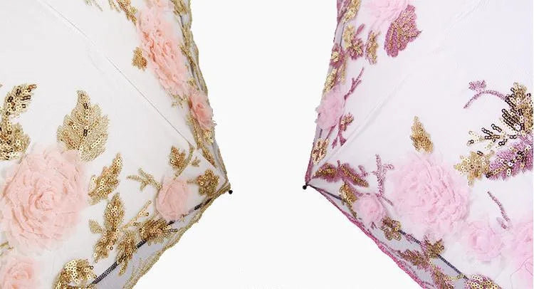 Doppellagiger Spitzen-Schirm – Elegantes Blumendesign