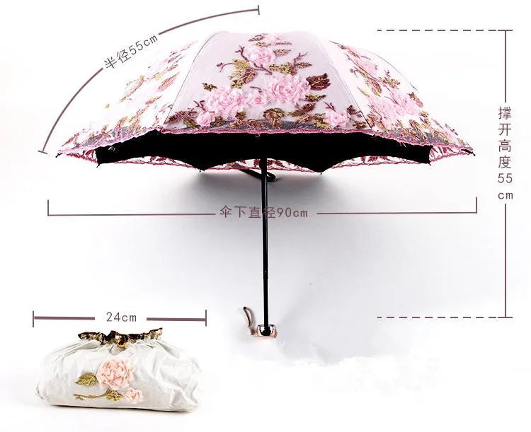 Doppellagiger Spitzen-Schirm – Elegantes Blumendesign