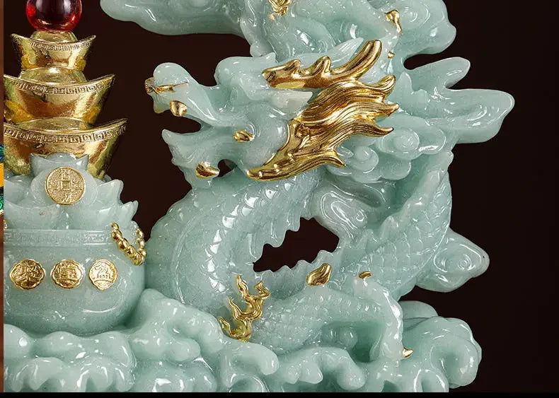 Traditionelles chinesisches Drachendesign-Harzfigur, Grösse 22.5 x 7.5 x 20 cm