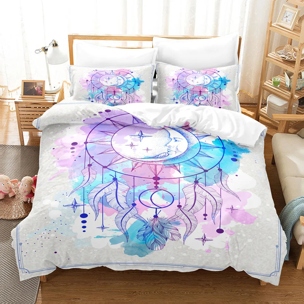 Dreamcatcher Bettwäsche Set im 3D-Vintage-Design, Farbe 1, Grösse: AU King 240x210 cm