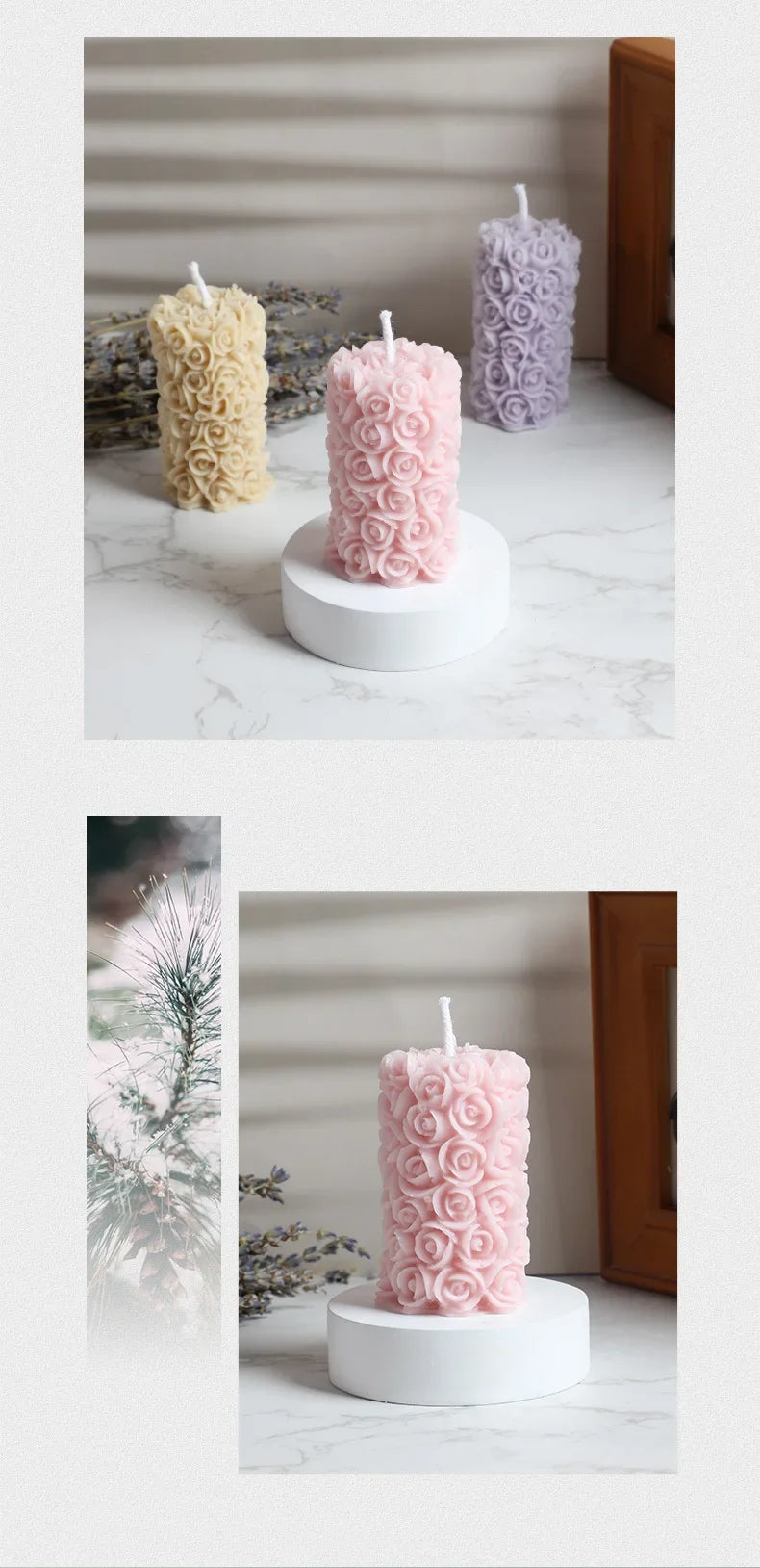 Duftkerze Rose – Handgemacht Sojawachs-Blume