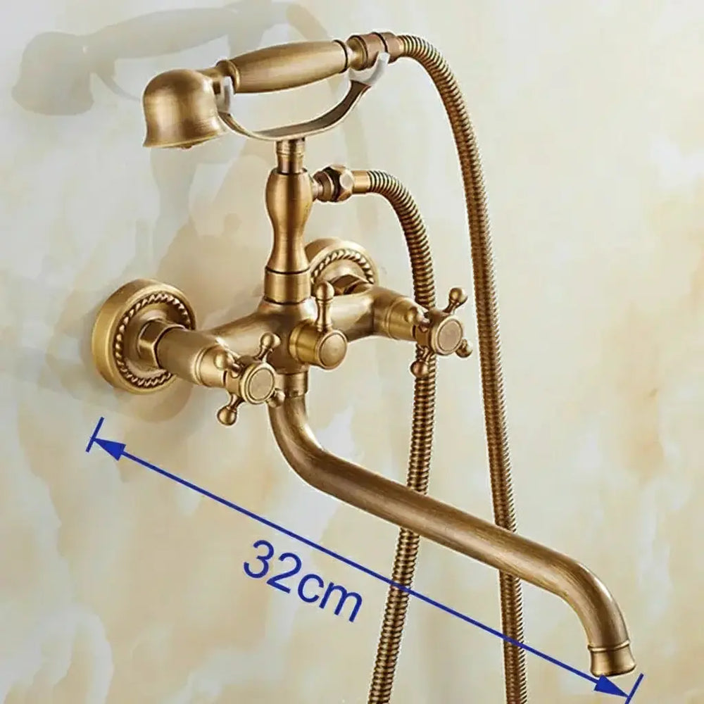 Duscharmatur – Antik Messing – Wandmontage 30cm