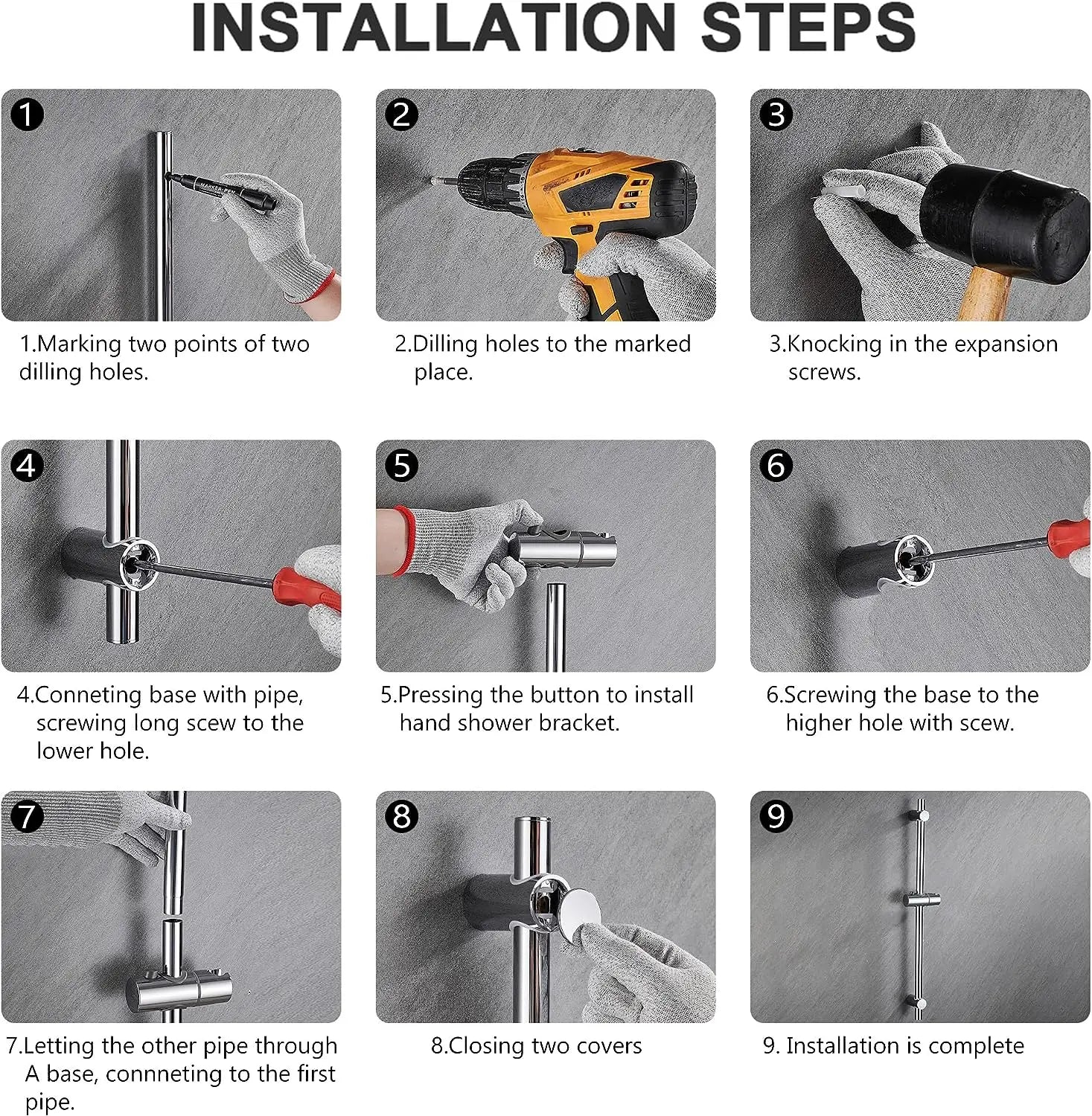 Duschkopf-Set – Gold-Design – Verstellbare Halterung