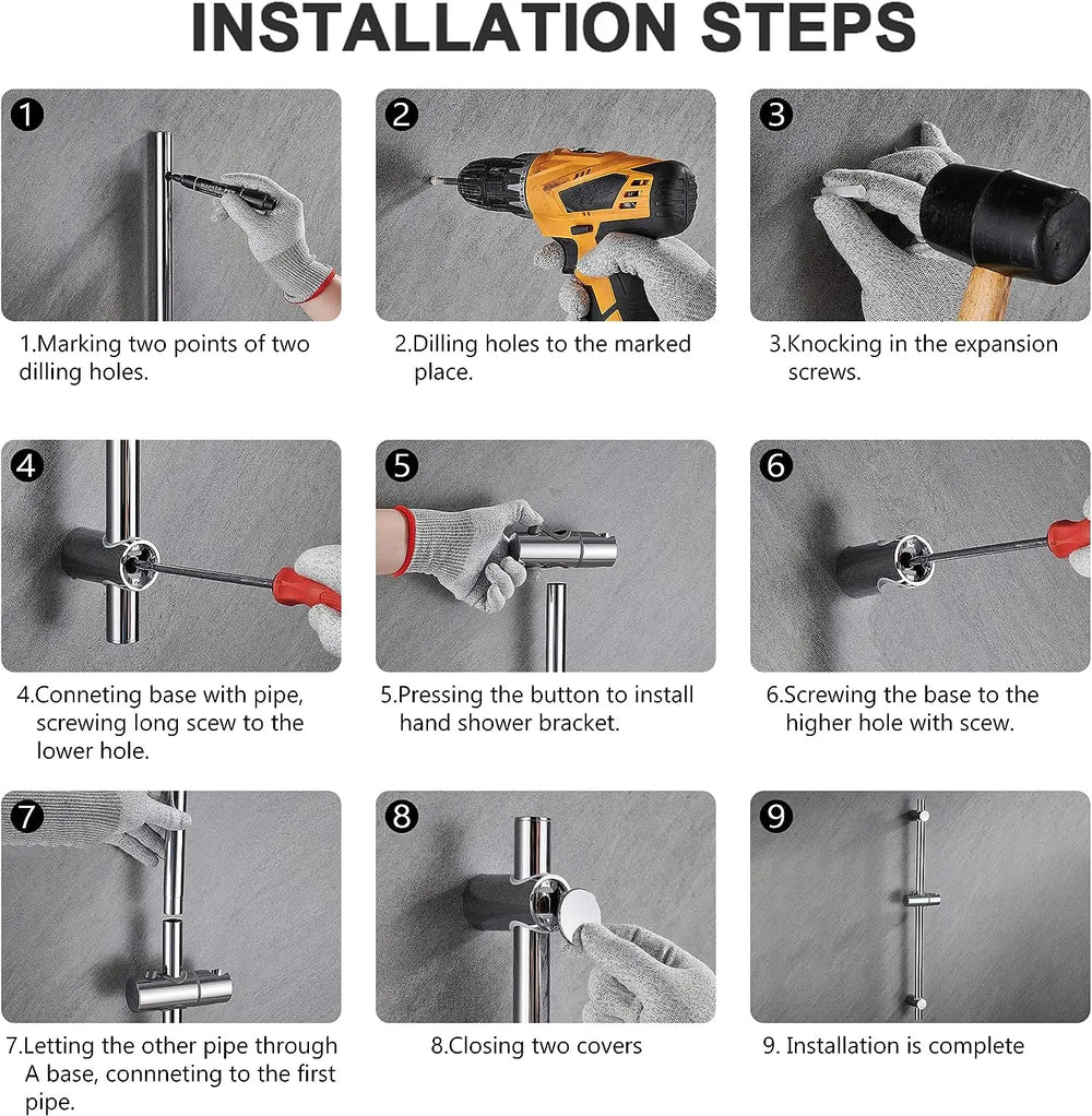 Duschkopf-Set – Gold-Design – Verstellbare Halterung