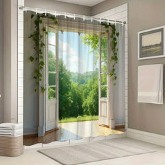 wasserdichter polyester-duschvorhang mit verzaubertem wald-design in grösse W140XH200cm