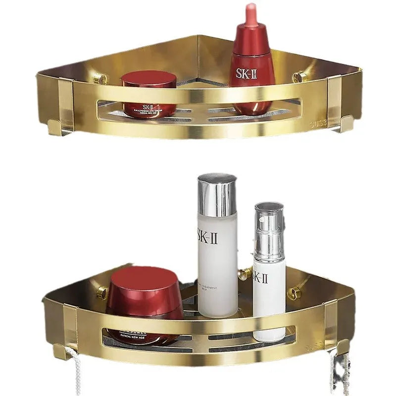 Eckregal – Gebürstetes Gold – Edelstahl