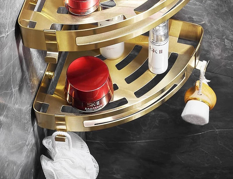 Eckregal – Gebürstetes Gold – Edelstahl