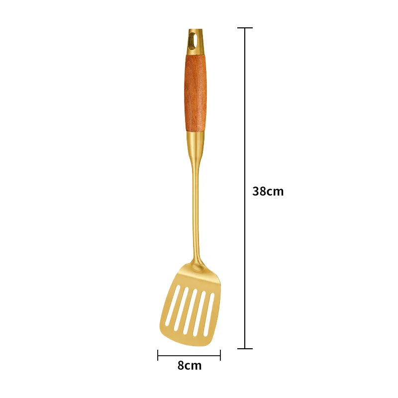 Edelstahl Küchenwerkzeuge – Set in Goldoptik, Antihaft