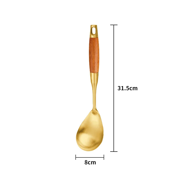 Edelstahl Küchenwerkzeuge – Set in Goldoptik, Antihaft