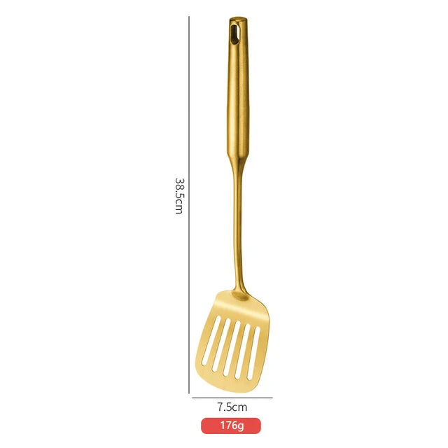 Edelstahl Küchenwerkzeuge – Set in Goldoptik, Antihaft