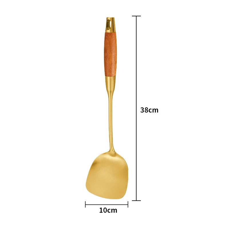 Edelstahl Küchenwerkzeuge – Set in Goldoptik, Antihaft