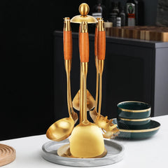 Edelstahl Küchenwerkzeuge – Set in Goldoptik, Antihaft