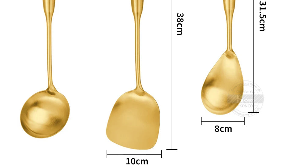 Edelstahl Küchenwerkzeuge – Set in Goldoptik, Antihaft
