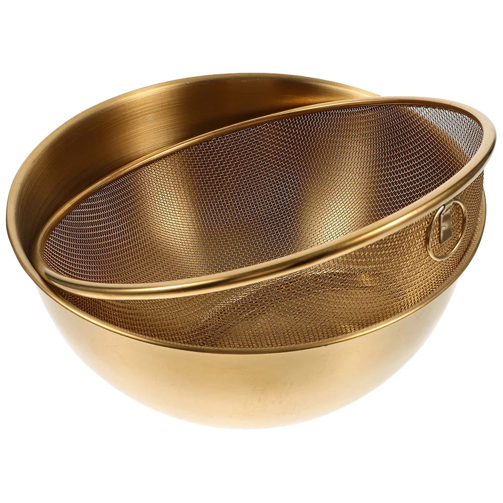 Edelstahl-Sieb – Goldenes Design – 18X18X9CM