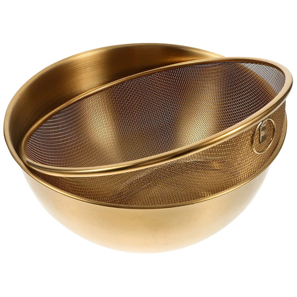 Edelstahl-Sieb – Goldenes Design – 18X18X9CM