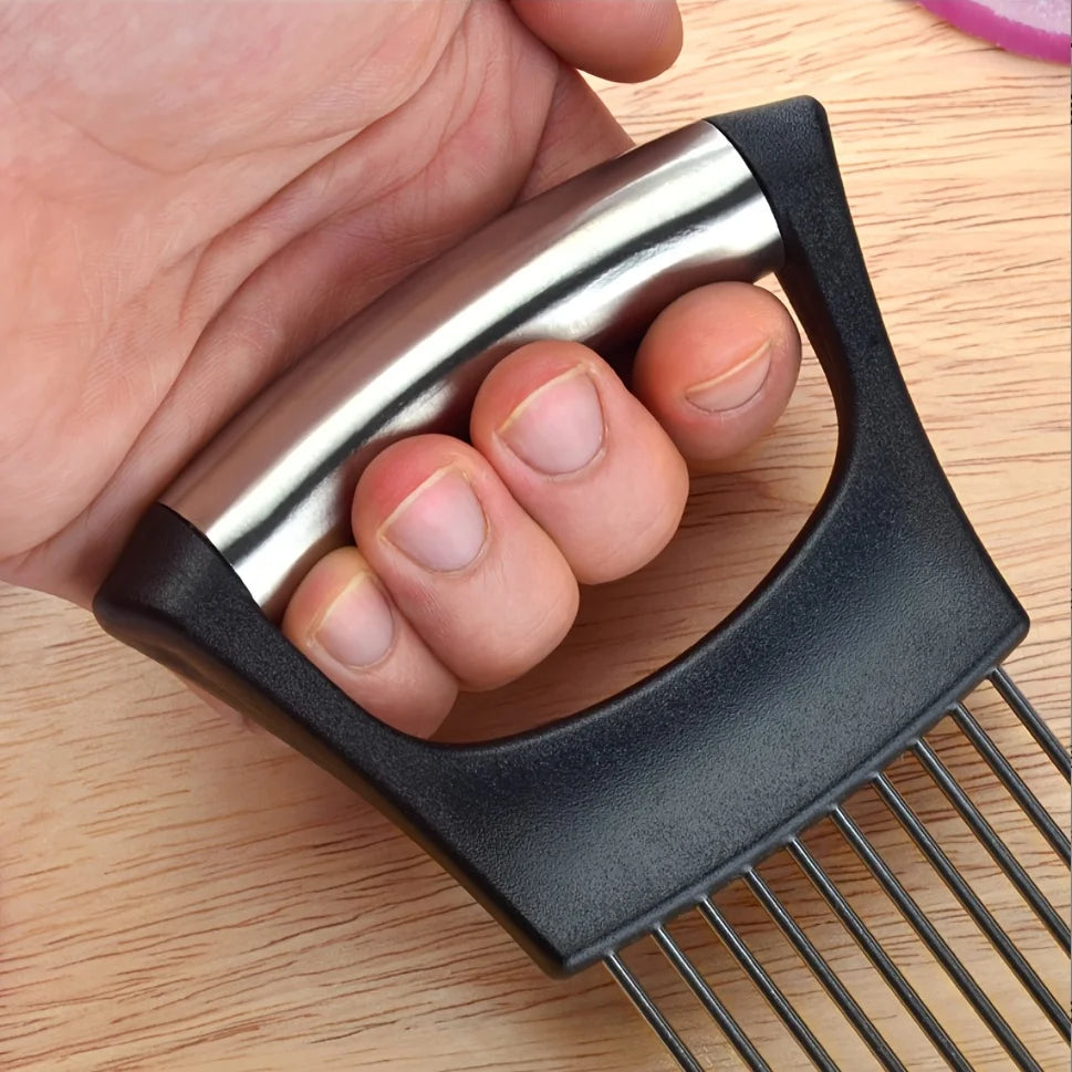 Edelstahl Zwiebelschneider – Stahl, Vielseitig, Schwarz