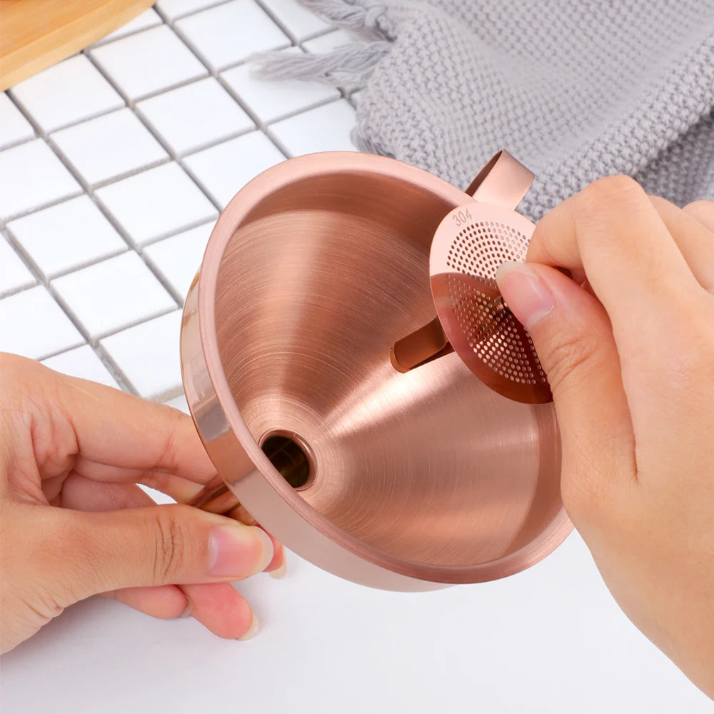 Edelstahltrichter – Gold Design – Abnehmbarer Filter