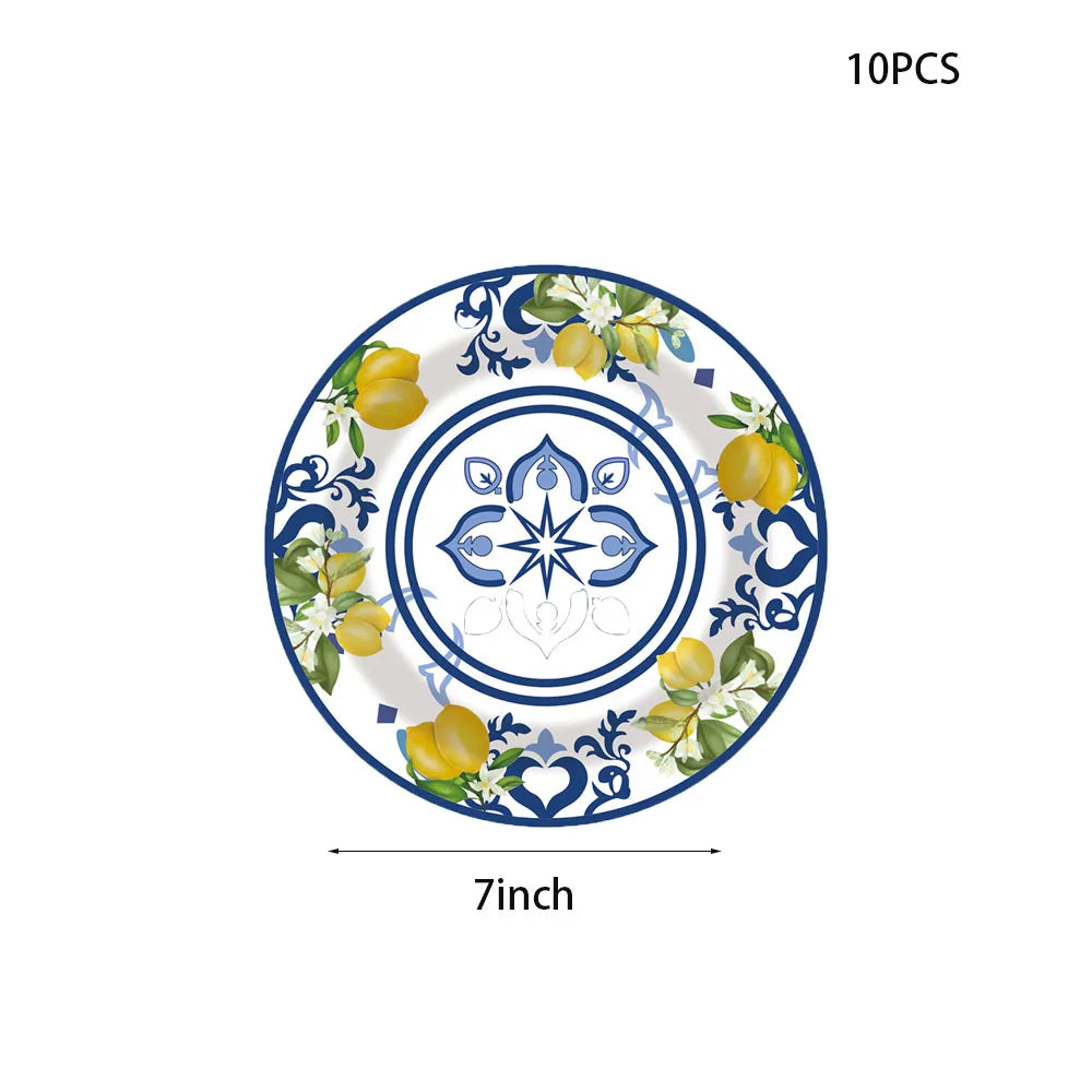 Einweggeschirr Set – Porzellan Design – 90PCS