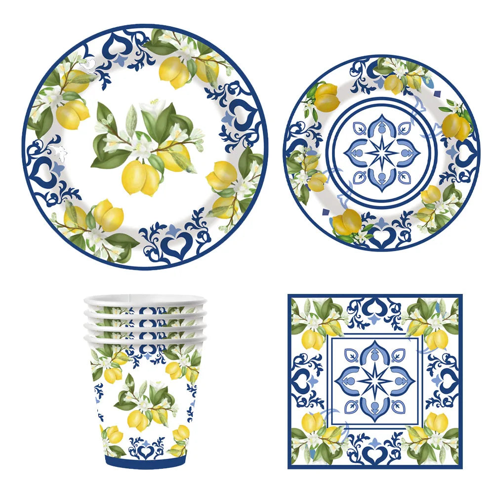 Einweggeschirr Set – Porzellan Design – 90PCS