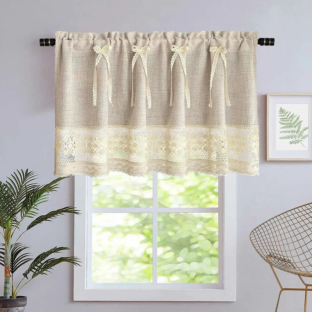 Elegante Vorhänge – Beiges Spitzen-Design – W100xH45cm bis W200xH60cm