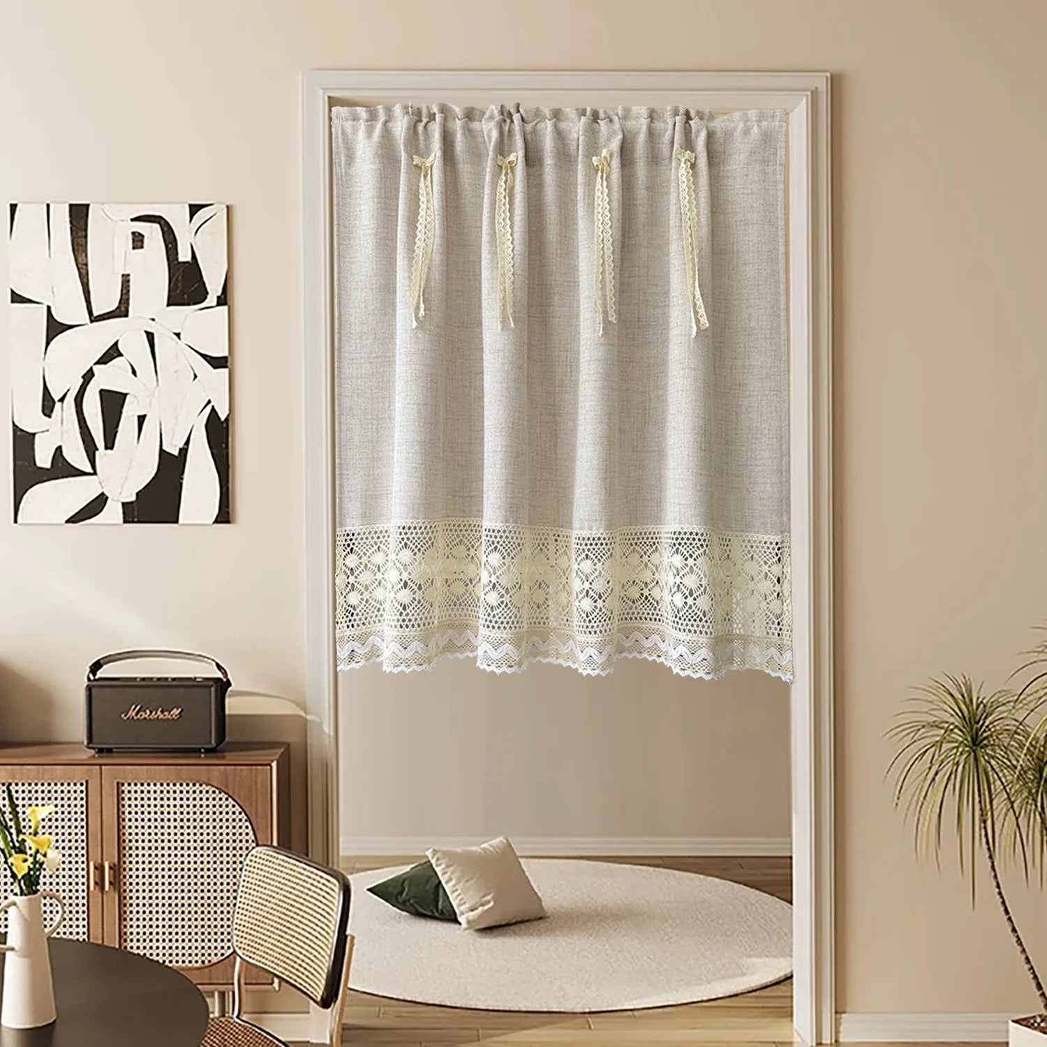 Elegante Vorhänge – Beiges Spitzen-Design – W100xH45cm bis W200xH60cm