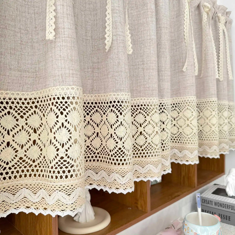 Elegante Vorhänge – Beiges Spitzen-Design – W100xH45cm bis W200xH60cm