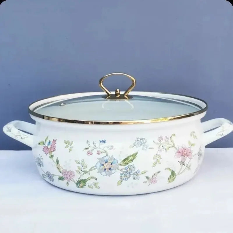 Emaille-Kochtopf – Stilvoller Glasdeckel – Mehrere Grössen