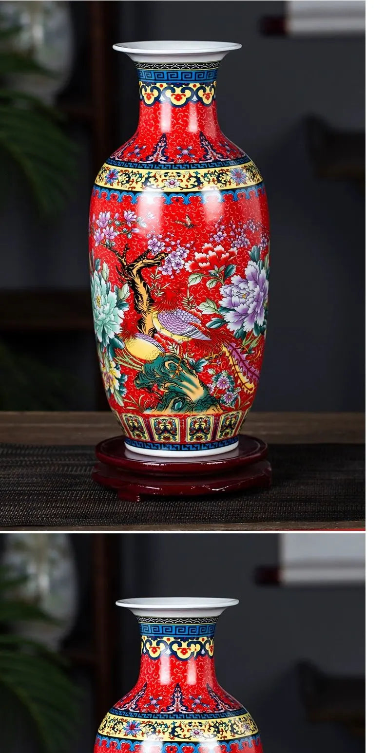 Goldene Keramikvase im neuen klassischen Stil für Wohnzimmer, 36 cm