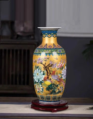 Goldene Keramik-Emaillevase im neuen klassischen Stil, 36 cm