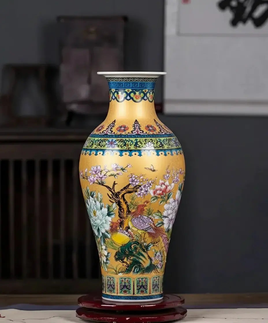 Goldene Keramikvase im neuen klassischen Stil, 36 cm hoch