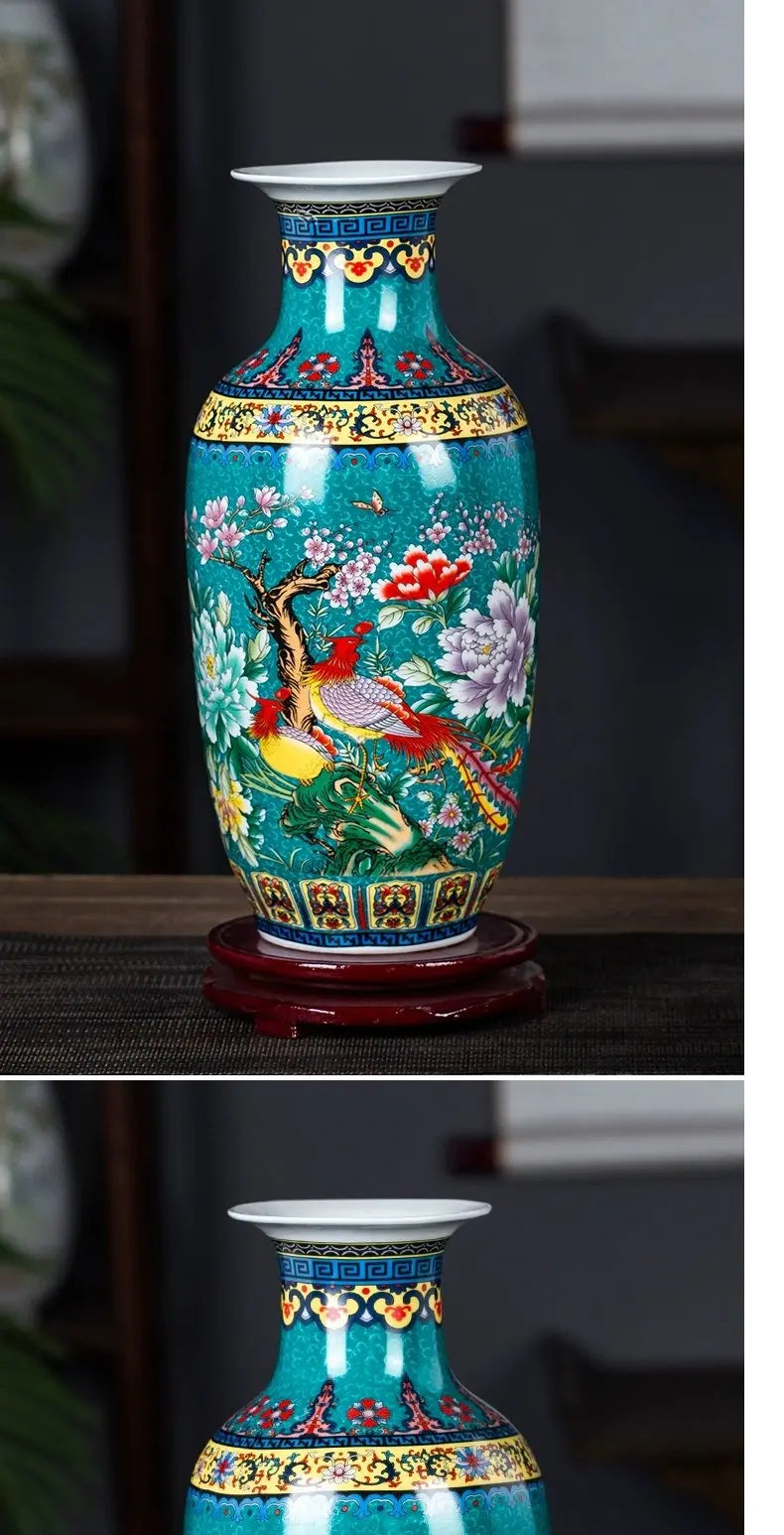 Goldene Keramikvase, 36cm, im neuen klassischen Stil für Wohnzimmer