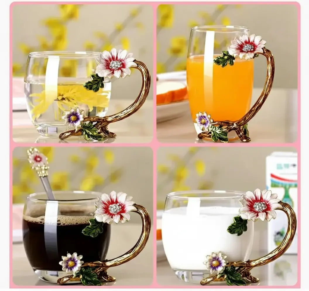 Emaillierte Teetasse – Modernes Glas mit Deckel 350ml