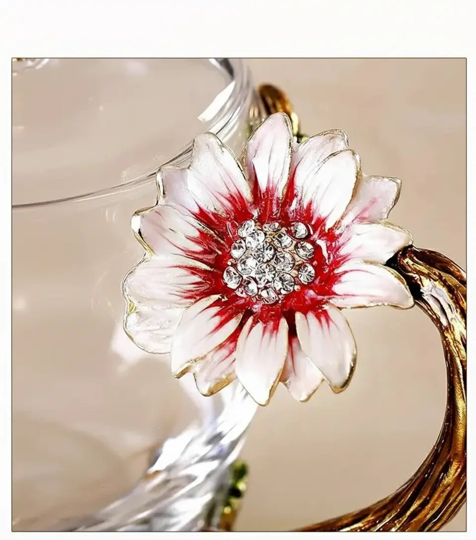 Emaillierte Teetasse – Modernes Glas mit Deckel 350ml