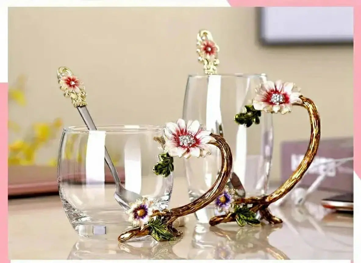 Emaillierte Teetasse – Modernes Glas mit Deckel 350ml